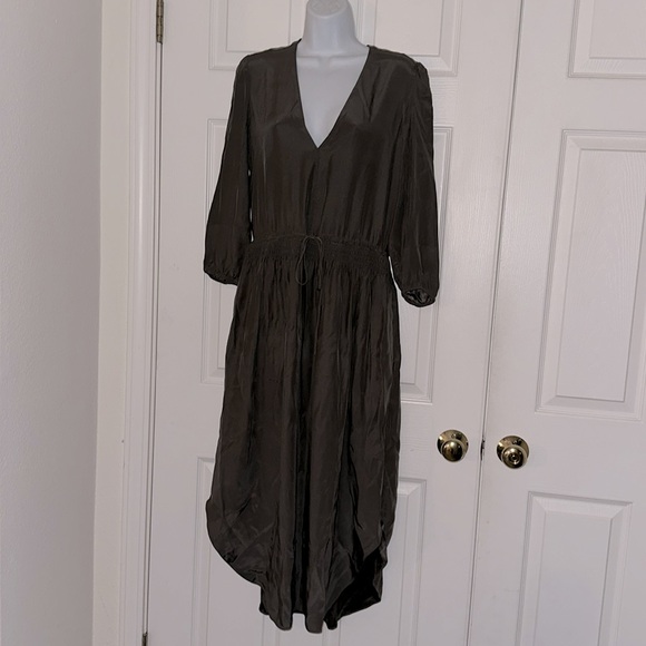 James Perse Silk Mid-Length Brown Dress Size 2 6 US๐ - Picture 3 of 8